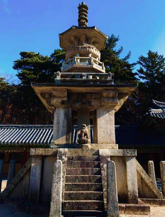 Bulguksa Temple, Gyeongju: The unconventional 8th century Dabotap Pagoda.