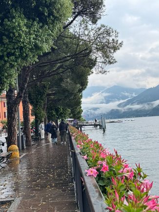 Walking along the waterfront in Menaggio
