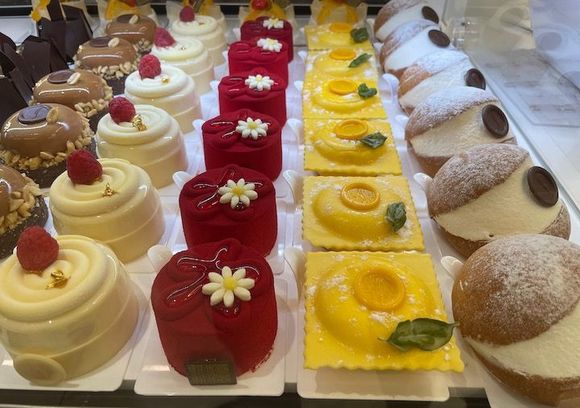 Our first stop: coffee and goodies at Sciampagna Pasticceria, where the offerings are works of art