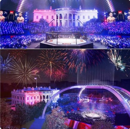 To celebrate his birthday, Trump is building a temporary (or is it temporary?) arena on the White House lawn for UFC cage matches, plus hold weigh ins in front of the Lincoln Memorial. Our very own Caligula is out of control and the GOP sits and watches. When do you suppose Trump will use this arena for “illegals” to fight to the death for his entertainment? 