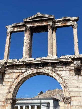 The top of the Acropolis as seen through the Arch of Hadrian