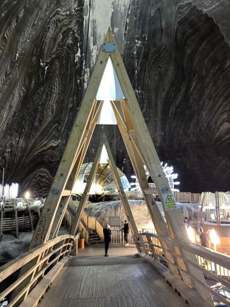 Bridge over the lake in the salt mine