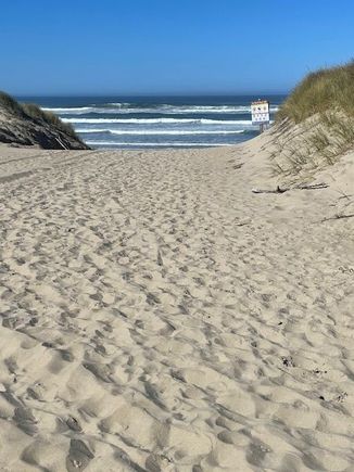 Finally we are at the beach, we can see it rising up ahead as we climb the last dune.
