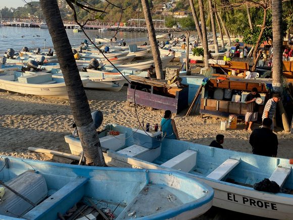 Fishing boats on the Playa Municipal.  The fisherman leave early in the morning before the sun comes up to get there "catch"