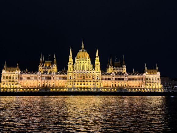 Budapest Parliament building as seen from our boat cruise