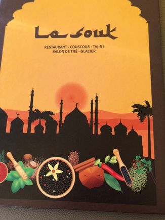 Menu from La Souk, a Morroccan restaurant where we had lunch