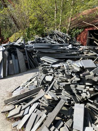Inigo Jones Slateworks - the yard with unused slate and off-cuts