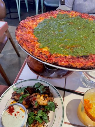 Green chutney pizza at Pijja Palace.
