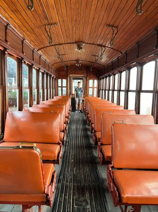 There is one historic tram car that you can board