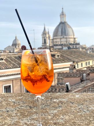 Aperol spritz at our hotel’s rooftop bar