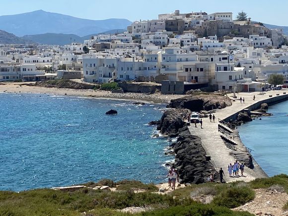 View of Naxos Town from Islet of Palatia, where Portara is located