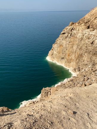 Samir pointed out where the salt forms along the edge of the coast 