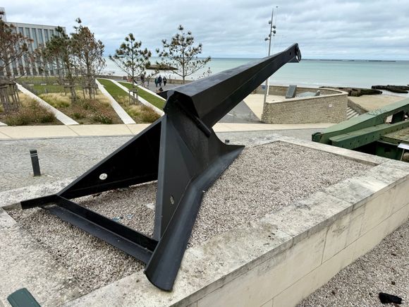 Anchor (called a kite anchor) for landing bridge.  It was designed by Major Beckett to help hold the floating roadways and the piers.