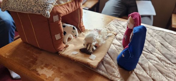 30+ year old, made of soft fabric figures that stored in the fabric stable.