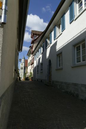 Looking down a street
