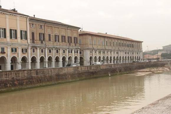 The entrance to the old center from the other side of the river.