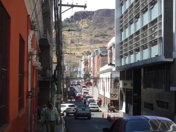 A typical street in central Tegucigalpa.