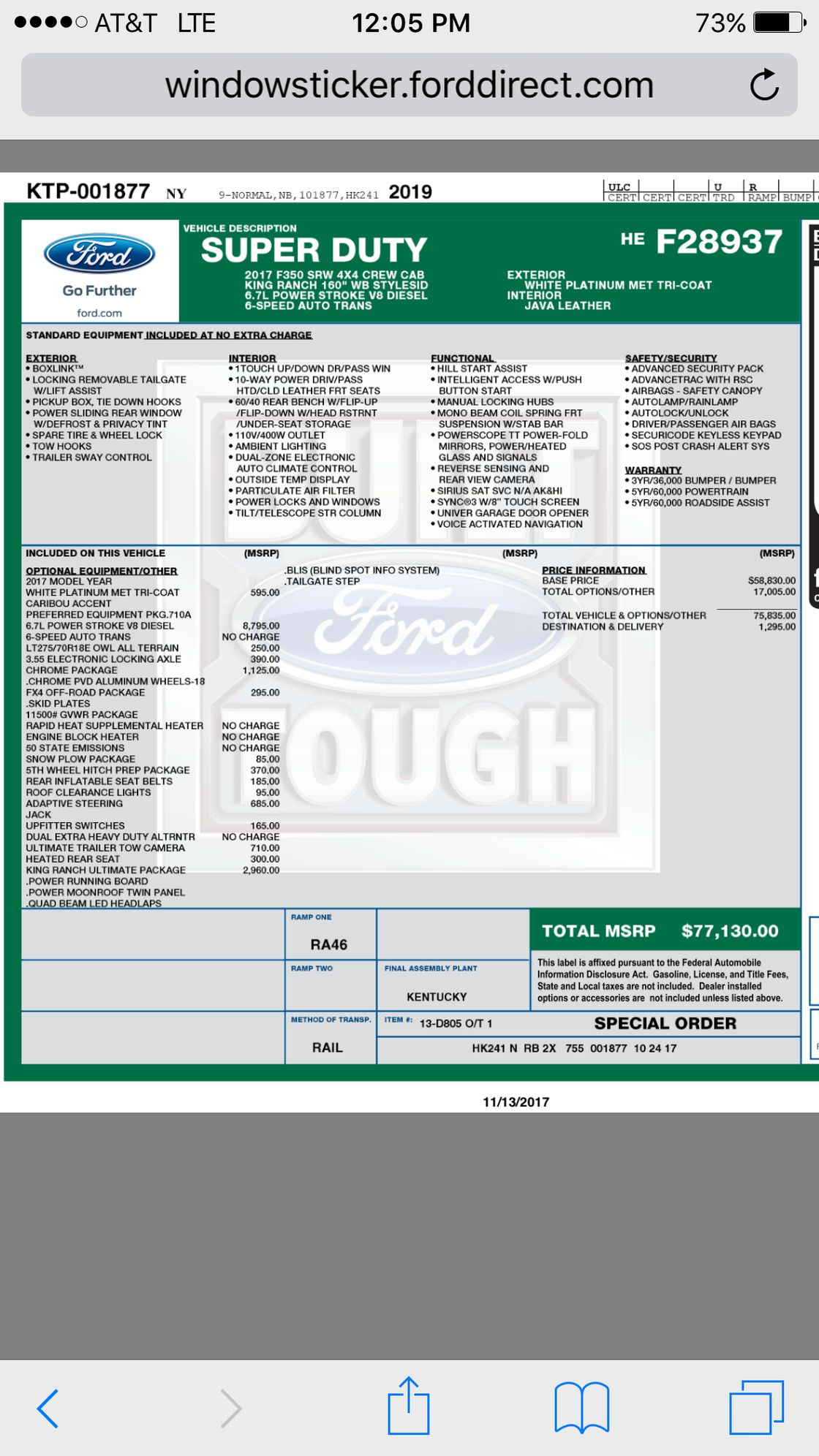 Window sticker says special order? Ford Truck Enthusiasts Forums