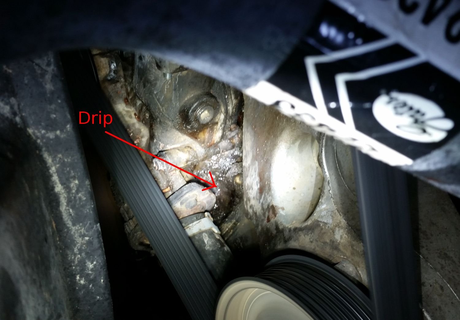 Mysterious coolant leak behind/below thermostat housing Ford Truck