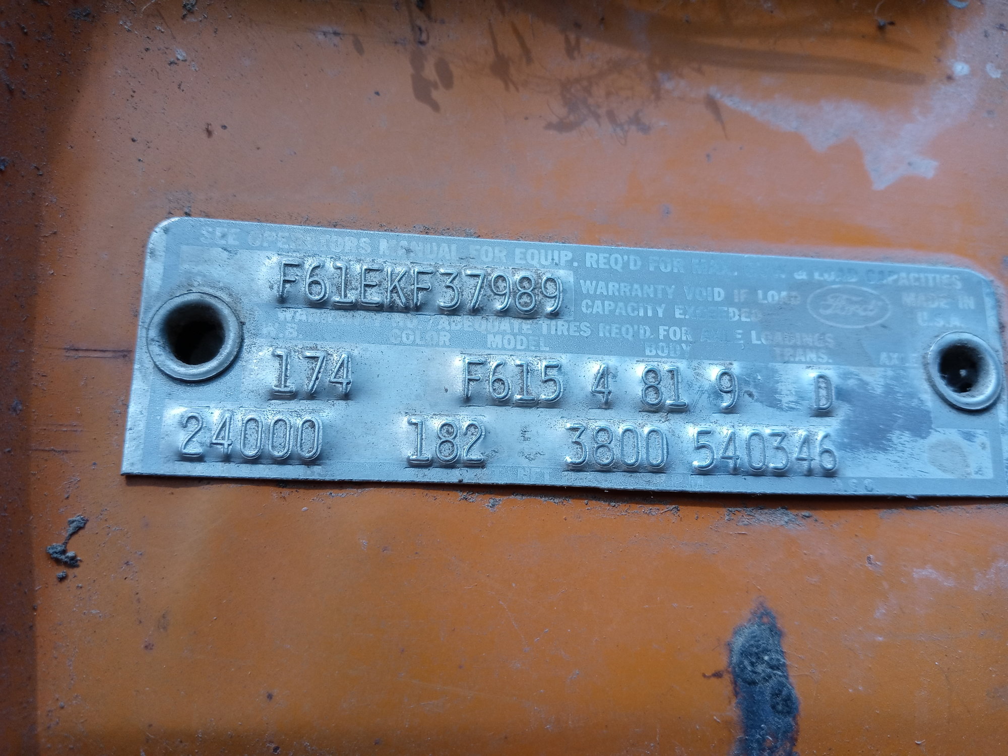 Vin plate decode help (1969?) F600 truck - Ford Truck Enthusiasts Forums