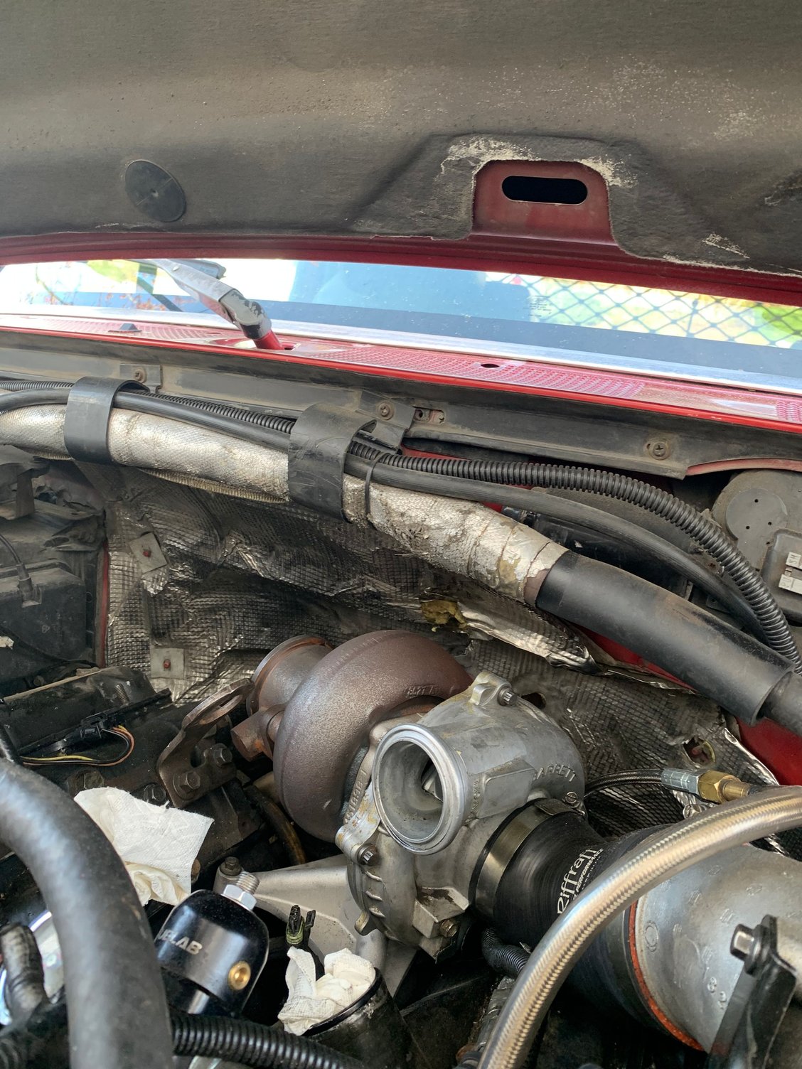 It can be done in truck! Timing cover replacement, oil pan removal