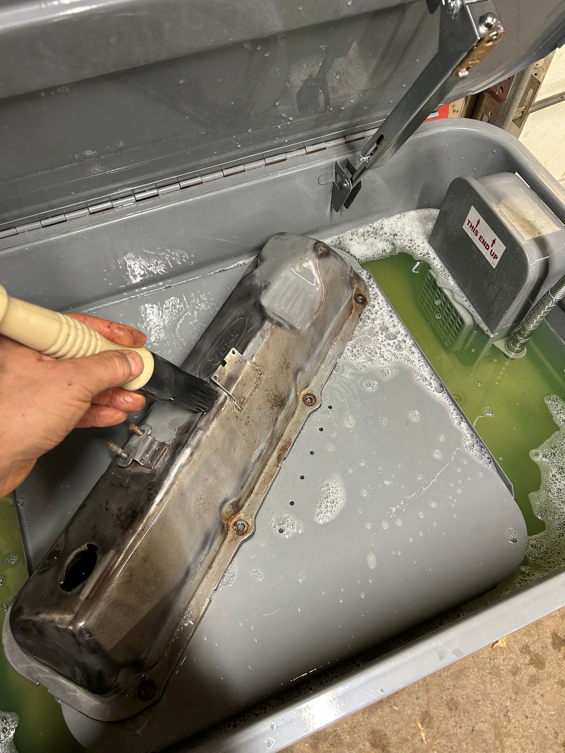 Then did another round of rinsing and decreasing just to get any of the blasting grit off of the parts and then the debris from the wire wheel