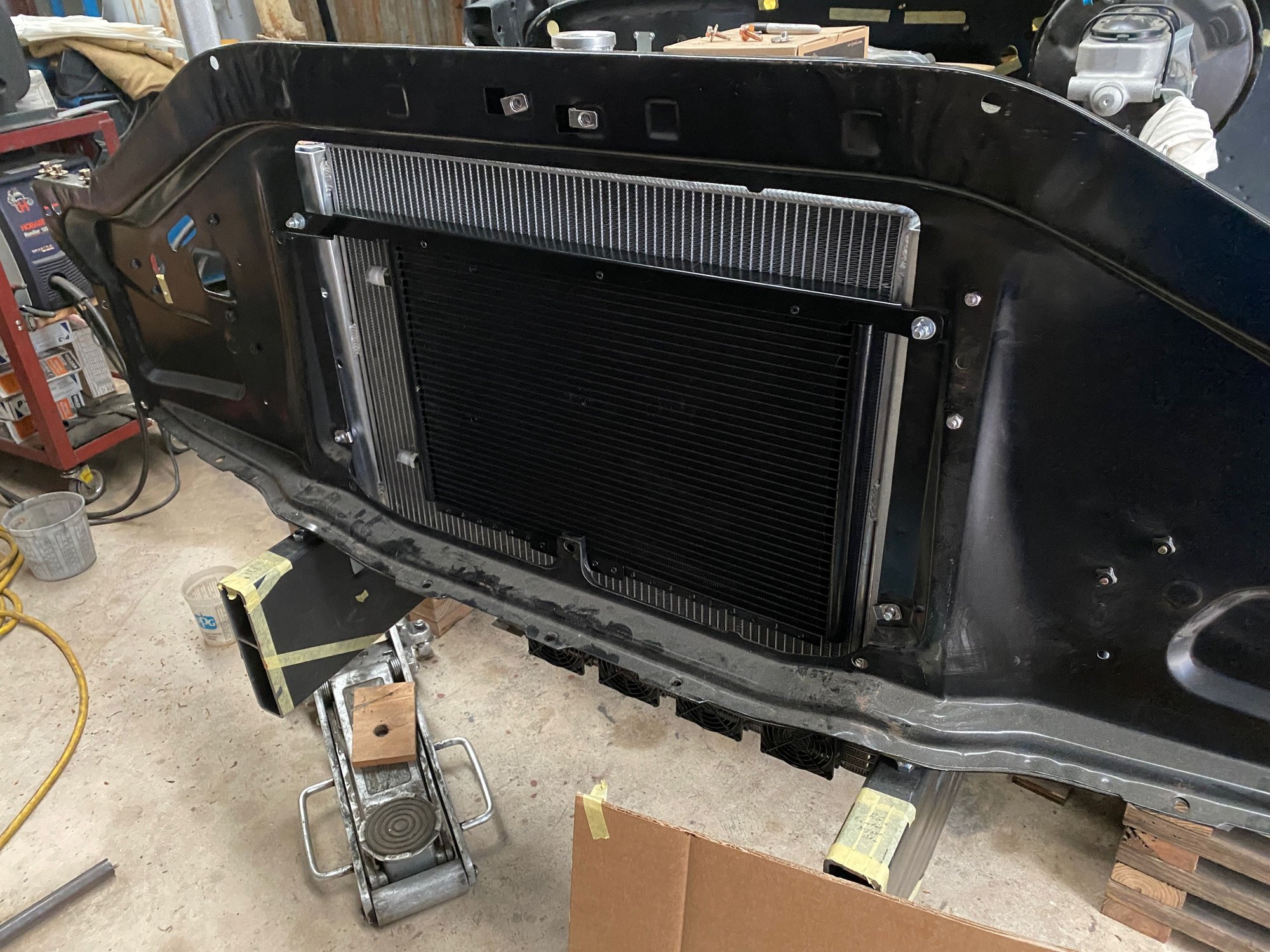 Vintage Air AC condenser coil mounted.