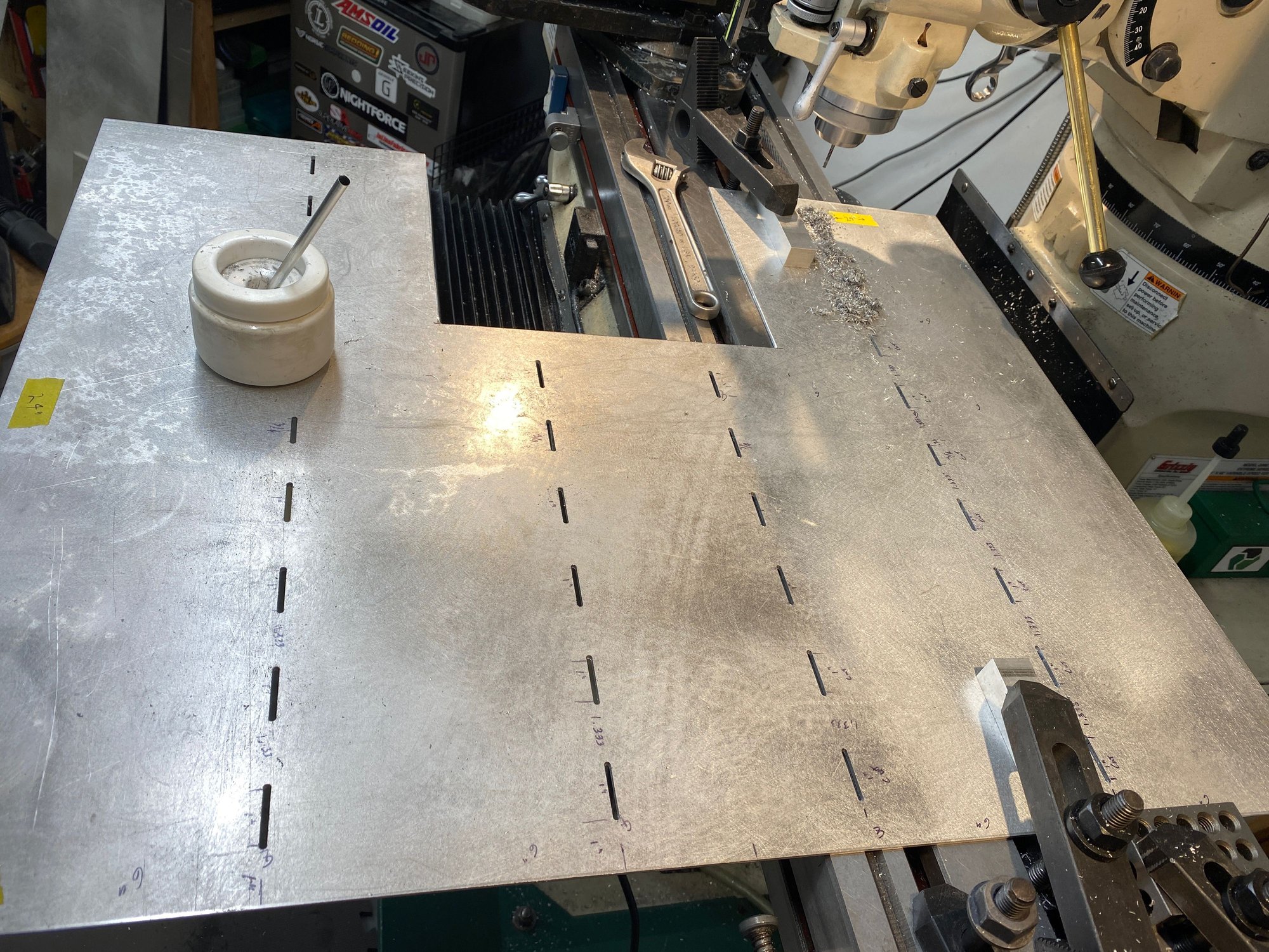 Machining Al panels for baffled fuel tank continues