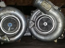 Does anyone know the difference between these compressor wheels? Both are powerstroke 7.3 turbos, one i believe is off of a bus the other off of a pickup.