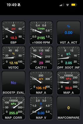 'New' failed MAP, 50kPa = 7psi, not moving. 2100rpm