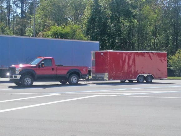 Trailer fully loaded at the first rest area on I-95 in Florida