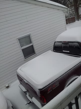 Snow filled the bed of the f150.