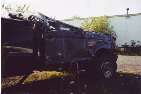 1990 ranger  after getting rear ended on the highway