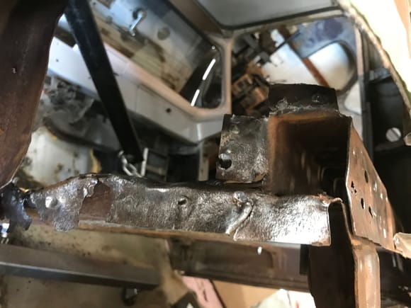 A look into the cab from the removed inner cab corner hole