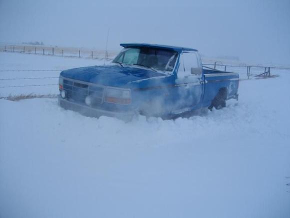 testing out the new hawgs in some snow...decided to turn back here when the gas gauge hit "E" haha