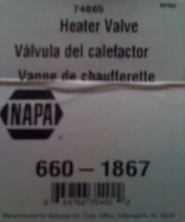 Napa Heater Control Valve