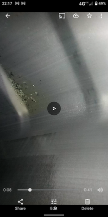 Screenshot of a video of debris in the front tank today.