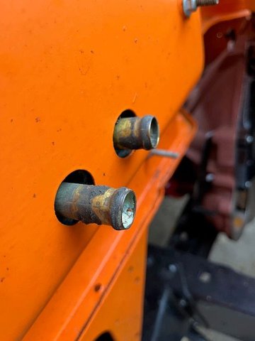 Heater tubes from original heater core.  I was not comfortable with the shortness.  I originally thought that I could gain more length by removing some insulation from the fireshield as I witnessed from the original fireshield.  Only minimal gain.
