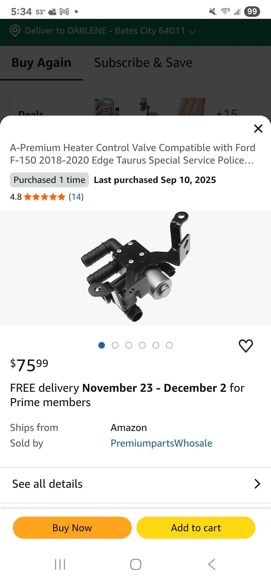 Heres the part i ordered from Amazon, you can also find videos on replacing it online its located in the passenger side wheelwell. 