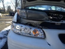 Goodbye, yellowed, cracked, leaking old headlights.  Hello, being able to see at night!