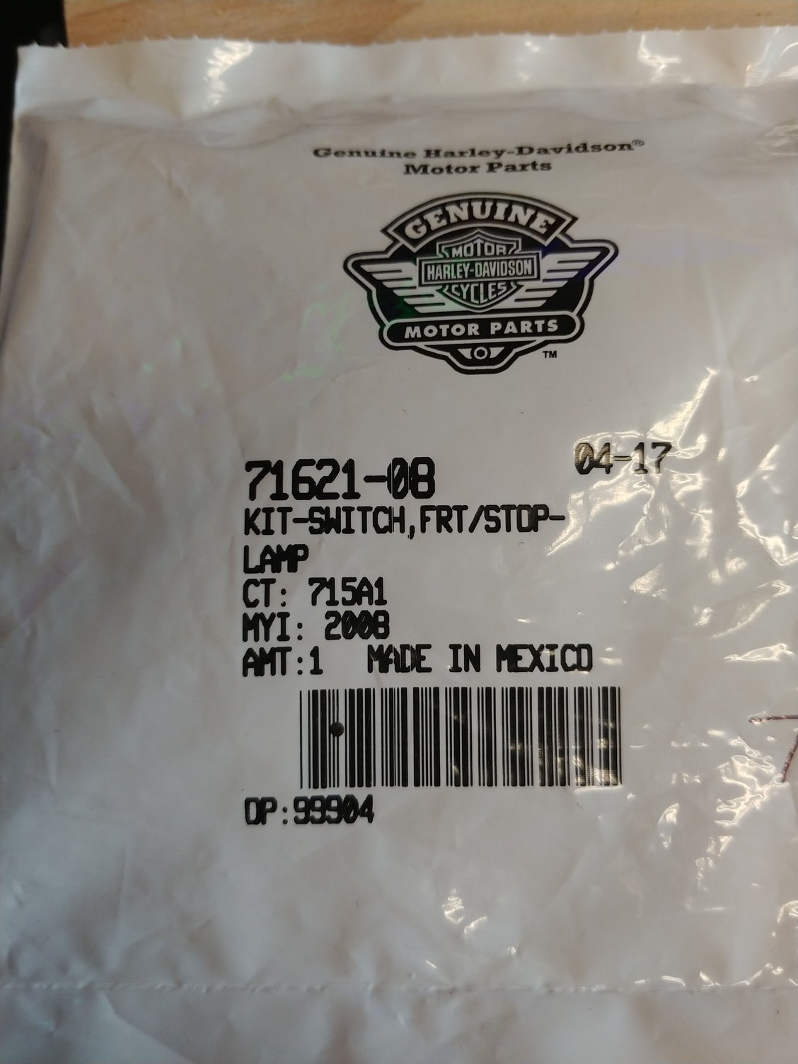 Front Brake light switch Harley Davidson Forums