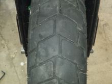 The rear wheel up front
