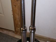 finished forks.... crazy how the slider i polished looks like chrome and the new one looks dingy next to it