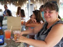 Suzie at the “Beach Bar” happy hour. Cheers folks!