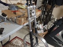 39mm front end im swapping on.  

Sand off tbe crappy black spraypaint
4" headlight.  Getting a blick that brings headlight farther out
6" riders and drag bars were only to get the feel of bike.  Im running the other bars 