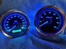 '05 FXDL blue fade, ic3 blue odometer, dark smoke tinted lenses