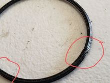 Kinked areas that developed the leak 