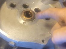 This is the bushing I'm referring to. Also realized if I put that washer on the outside face of the forward primary sprocket it would aid in later removal as I could drive bolts through the sprocket and push it off without marring the aluminum surface of the case? It would also possibly provide the right clearance gap for the opposite side main bearing. Might try it and let yall know how it goes.