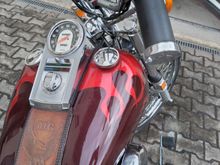 Whats wrong with this picture ? . . . .the original speedometer was changed out to read kilometers for the German state inspection, luckly the origonal was included with the bike !

