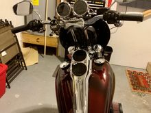 Bought this new gauge set-up from Speed-kings. Super pumped about the fit and finish. The filler anodized plugs are from hard case performance. Speed kings also sells the 45 degree spacers for the bolts for the pull back risers.